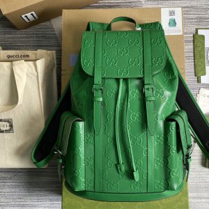 Replica Gucci 625770 GG embossed backpack in Green GG embossed leather