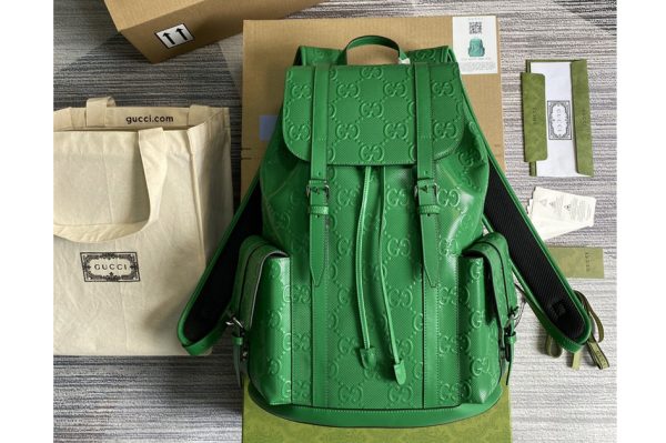 Replica Gucci 625770 GG embossed backpack in Green GG embossed leather