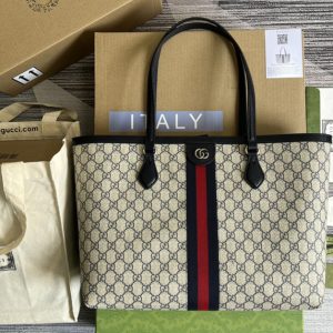 Replica Gucci ‎‎631685 Ophidia medium GG tote bag in Beige and blue GG Supreme canvas