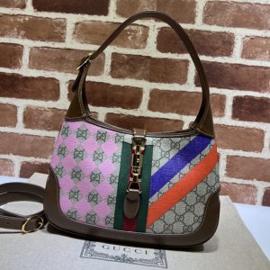 Replica Gucci 636706 Jackie 1961 small shoulder bag in Beige and ebony GG Supreme canvas with geometric print