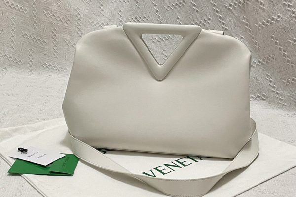 Replica Bottega Veneta 652446 Point Top handle bag in White Nappa Leather