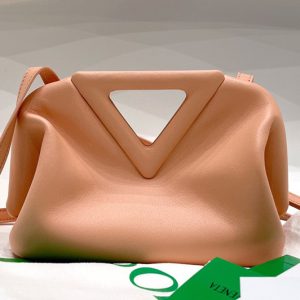 Replica Bottega Veneta 658476 Point Leather top handle bag in Peachy Calf Leather