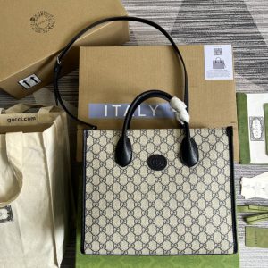 Replica Gucci ‎‎659983 GG small tote bag in Beige and blue GG Supreme canvas