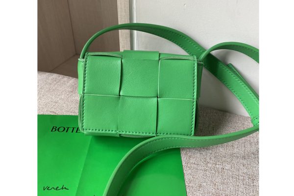 Replica Bottega Veneta 666688 Cassette mini bag in Parakeet Intreccio leather