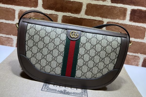 Replica Gucci 674096 Ophidia large shoulder bag in Beige and ebony GG Supreme canvas