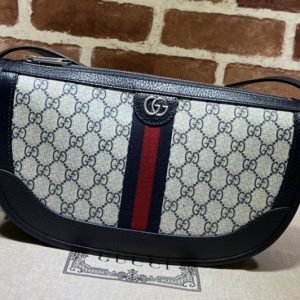 Replica Gucci 674096 Ophidia large shoulder bag in Beige and ebony GG Supreme canvas