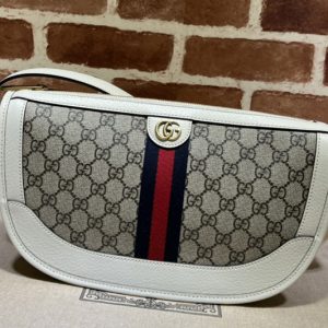 Replica Gucci 674096 Ophidia large shoulder bag in Beige and ebony GG Supreme canvas