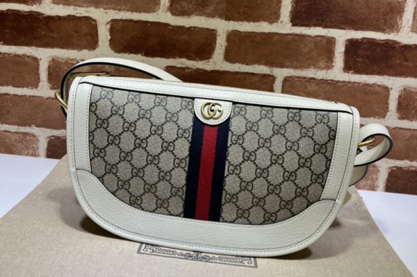 Replica Gucci 674096 Ophidia large shoulder bag in Beige and ebony GG Supreme canvas