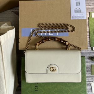 Replica Gucci 675795 Gucci Diana mini shoulder bag in White leather