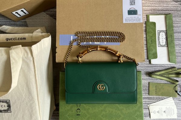 Replica Gucci 675795 Gucci Diana mini shoulder bag in Green leather