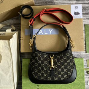 Replica Gucci ‎678843 Jackie 1961 small shoulder bag in Black and ivory GG denim jacquard