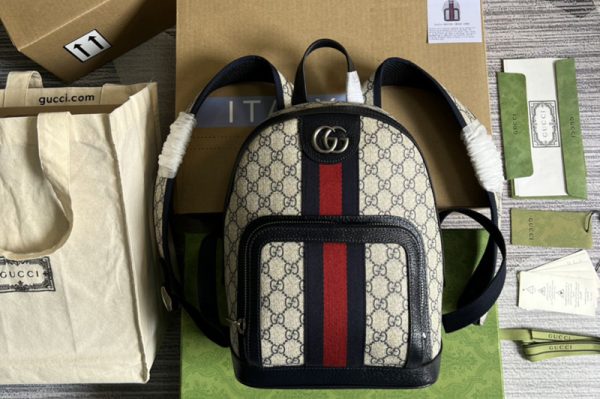 Replica Gucci 685769 Ophidia GG Supreme backpack in Beige and blue GG Supreme canvas