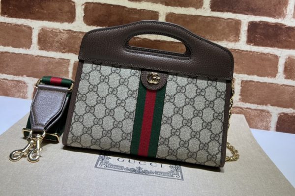 Replica Gucci 693724 Ophidia small tote bag with Web in Beige and ebony GG Supreme canvas