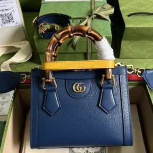 Replica Gucci 702732 Gucci Diana mini tote bag in Royal blue leather