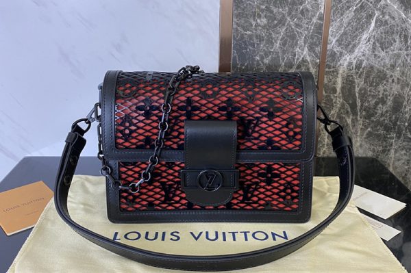 Replica Louis Vuitton M20591 LV Dauphine MM handbag on Black Patent calfskin