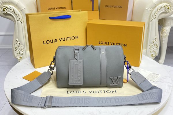 Replica Louis Vuitton M59328 LV City Keepall Bag in Gray Aerogram cowhide leather