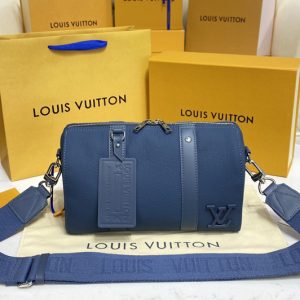 Replica Louis Vuitton M59328 LV City Keepall Bag in Blue Aerogram cowhide leather