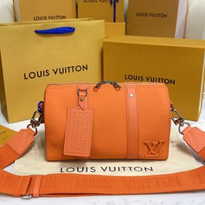 Replica Louis Vuitton M59328 LV City Keepall Bag in Orange Aerogram cowhide leather