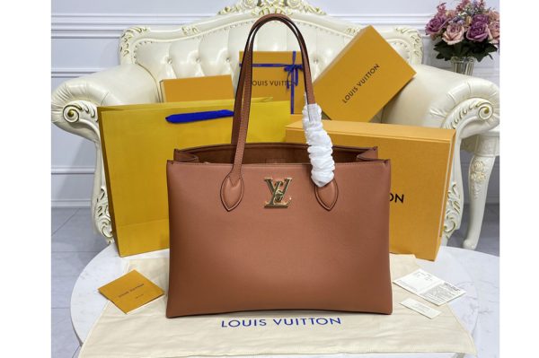 Replica Louis Vuitton M58927 LV Lockme Shopper Bag in Brown Grained calf leather