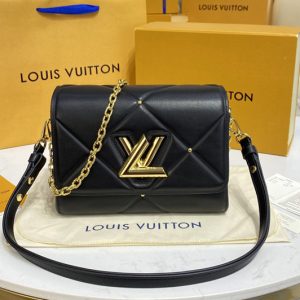 Replica Louis Vuitton M59029 LV Twist PM handbag in Black Sheepskin leather