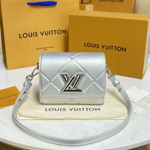 Replica Louis Vuitton M59031 LV Twist PM handbag in Argent Sheepskin leather