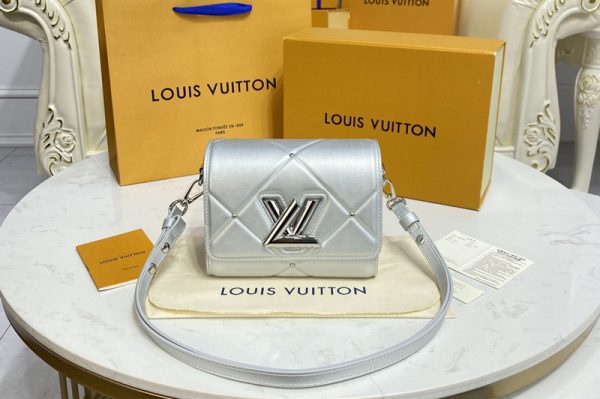 Replica Louis Vuitton M59031 LV Twist PM handbag in Argent Sheepskin leather