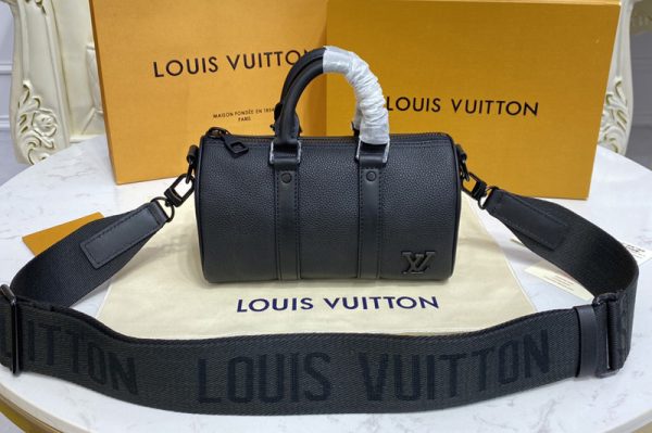 Replica Louis Vuitton M80950 LV keepall xs Bag in Black Aerogram leather