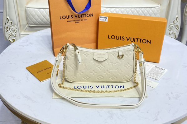 Replica Louis Vuitton M81066 LV Easy Pouch On Strap in White Monogram Empreinte leather