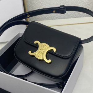 Replica Celine 10I513 MINI TRIOMPHE Bag IN Black SHINY CALFSKIN