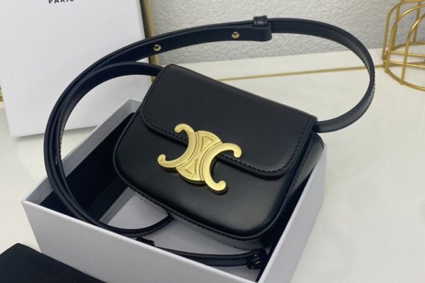 Replica Celine 10I513 MINI TRIOMPHE Bag IN Black SHINY CALFSKIN