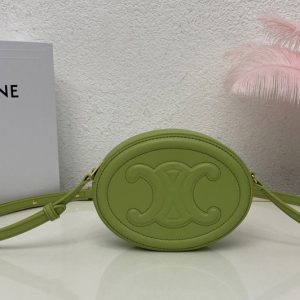 Replica Celine 10I703 CROSSBODY OVAL PURSE IN Green SMOOTH CALFSKIN