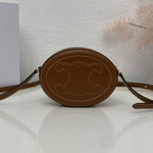 Replica Celine 10I703 CROSSBODY OVAL PURSE IN Tan SMOOTH CALFSKIN