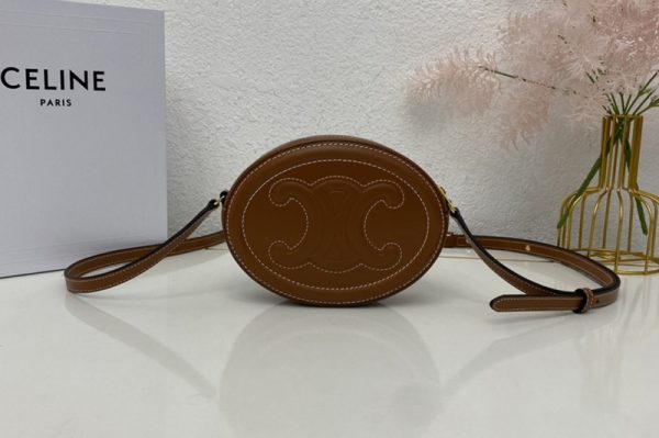 Replica Celine 10I703 CROSSBODY OVAL PURSE IN Tan SMOOTH CALFSKIN