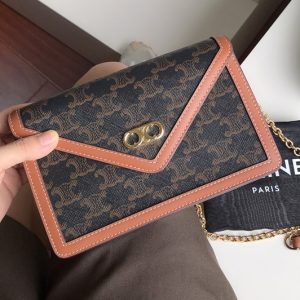 Replica Celine 10F823 MAILLON TRIOMPHE WALLET on Brown triomphe canvas and calfskin