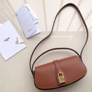 Replica Celine 10I593 CLUTCH ON STRAP IN Tan SMOOTH CALFSKIN