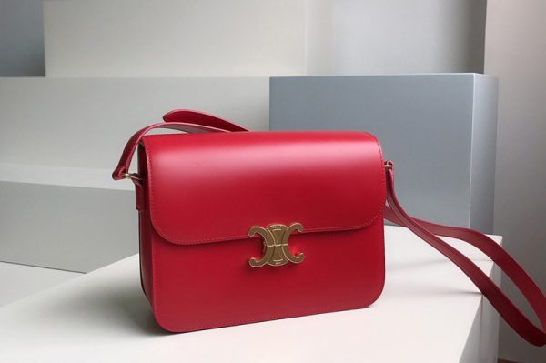 Replica Celine 187353 large triomphe bag in Red shiny calfskin