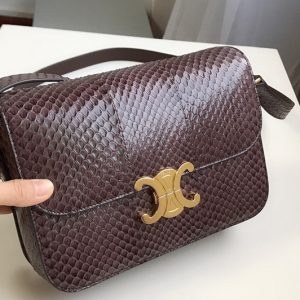 Replica Celine 187363 medium triomphe bag in brown watersnake Leather