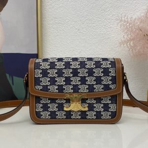 Replica Celine 191242 MEDIUM TRIOMPHE BAG IN NAVY BLUE TEXTILE WITH TRIOMPHE EMBROIDERY