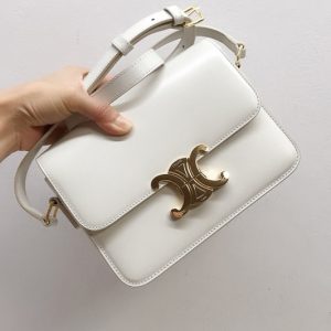 Replica Celine 188423 Teen triomphe bag in White shiny calfskin