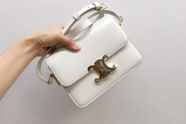 Replica Celine 188423 Teen triomphe bag in White shiny calfskin