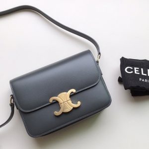 Replica Celine 188423 Teen triomphe bag in Blue shiny calfskin