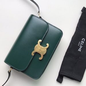 Replica Celine 188423 Teen triomphe bag in Green shiny calfskin