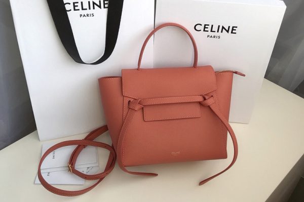 Replica Celine 189003 Nano Belt Bag in Orange Grained Calfskin