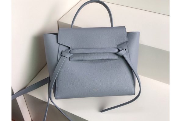 Replica Celine 189003 Nano Belt Bag in Blue Grained Calfskin