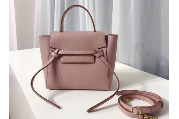 Replica Celine 189003 Nano Belt Bag in Pink Grained Calfskin