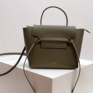 Replica Celine 189003 Nano Belt Bag in Green Grained Calfskin Leather