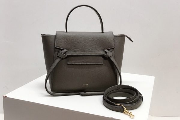 Replica Celine 189003 Nano Belt Bag in Dark Olive Grained Calfskin Leather