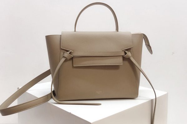 Replica Celine 189003 Nano Belt Bag in Beige Grained Calfskin Leather