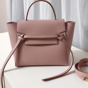 Replica Celine 189153 Micro Belt Bag in Pink Grained Calfskin Leather