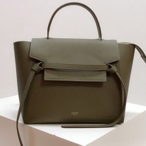 Replica Celine 189153 Micro Belt Bag in Green Grained Calfskin Leather